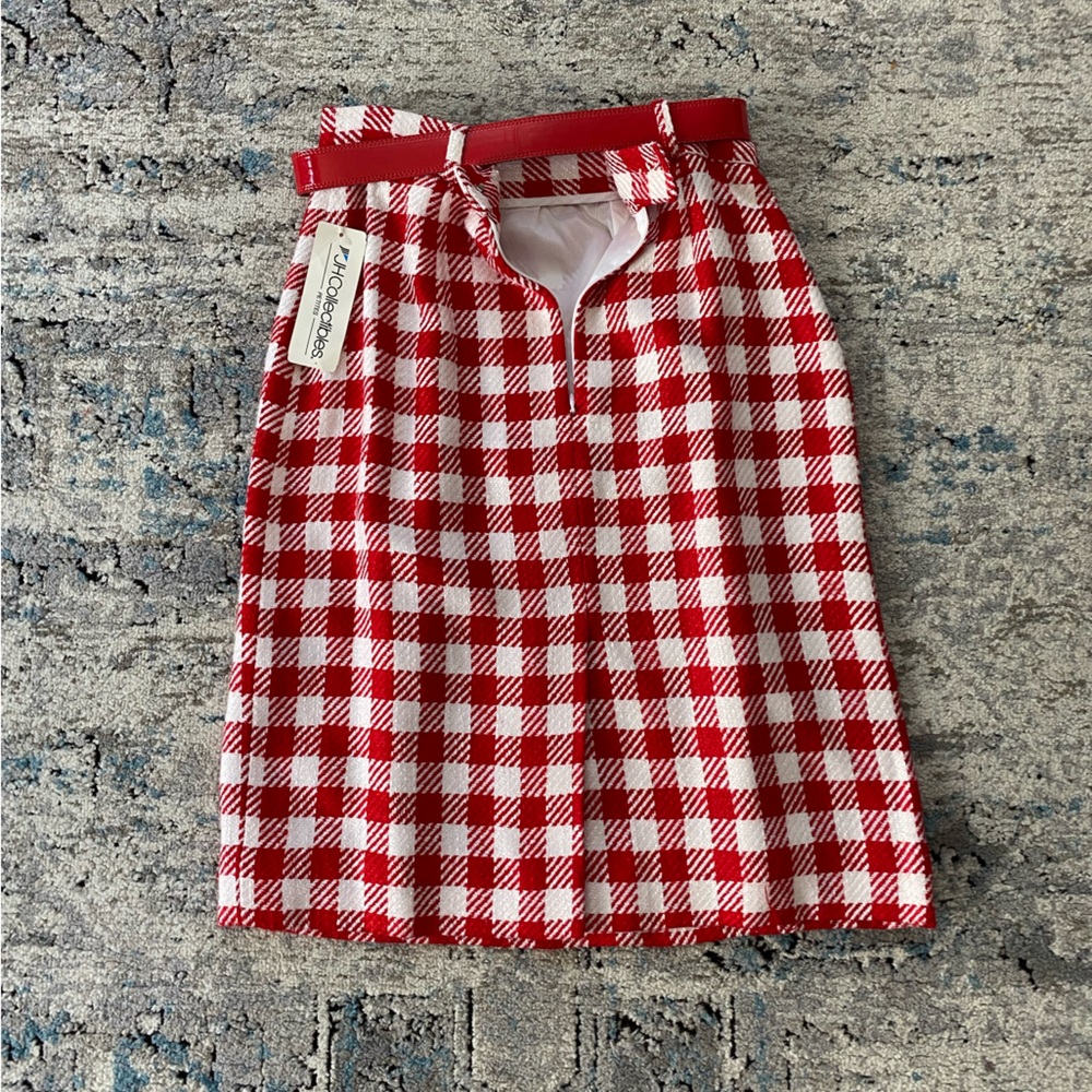 Vintage 80's red and white gingham skirt - Picture 3 of 8